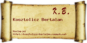 Kosztolicz Bertalan névjegykártya