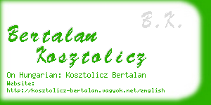 bertalan kosztolicz business card